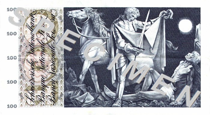 CHF100 bill back