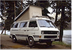 Unser VW Bus auf dem Campingplatz Mighty Moe nach der Reinigung