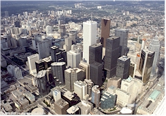 Blick vom Canada-Tower auf das Stadtzentrum von Toronto, Kanada