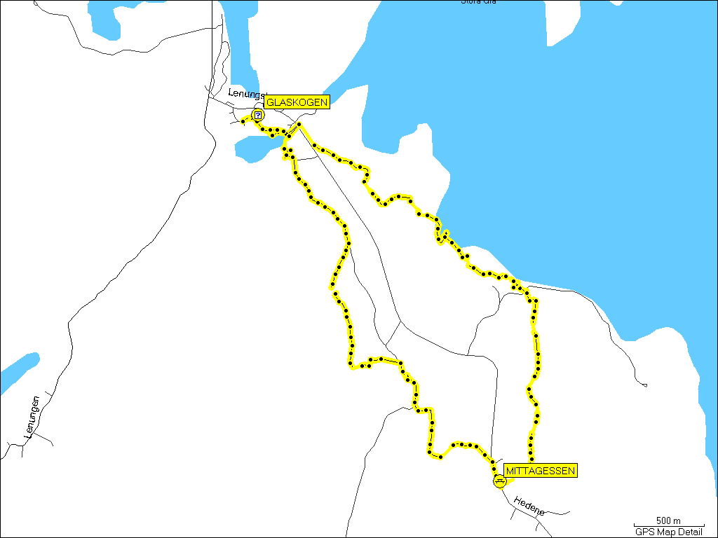 [ karte mit wegstrecke im glaskogen naturreservat (wanderung) ]
