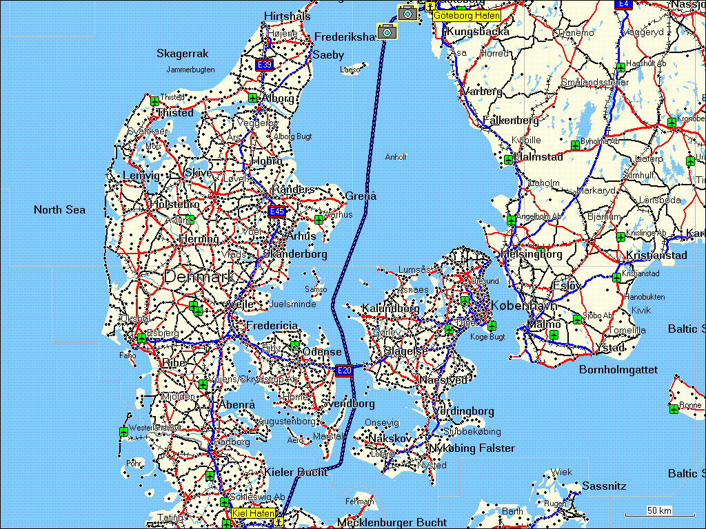 [ karte berfahrt mit stena line von gteborg, S nach kiel, D ]