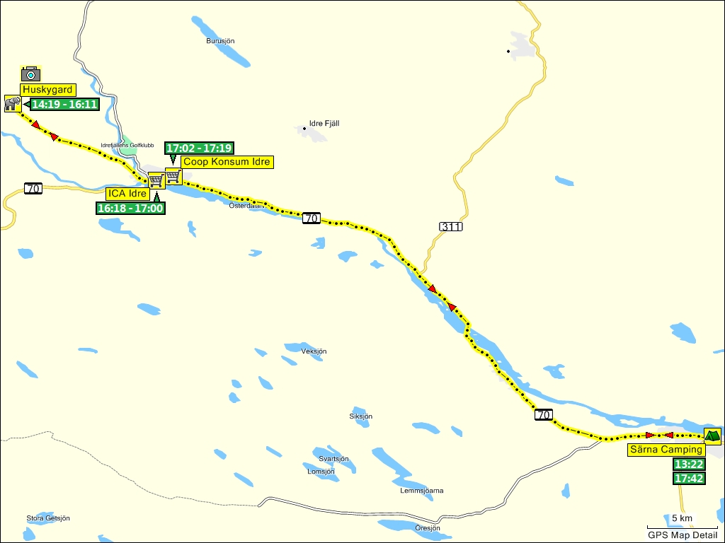 wegstrecke fahrt vom campingplatz srna, S zur huskyfarm "huskygrd" bei hststern und zurck