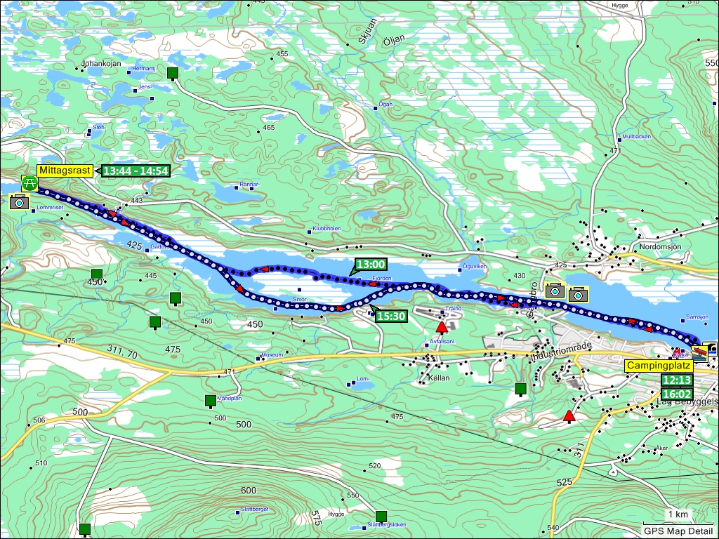 wegstrecke bootsfahrt auf dem srnsjn