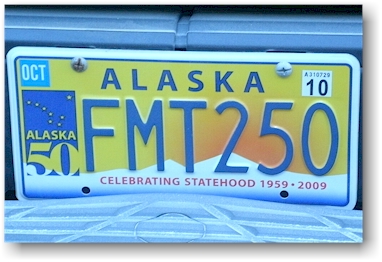 autonummernschild von alaska zum 50-jahr jubilum