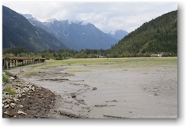 befahrbarer holzsteg zum hafen von hyder, alaska, USA