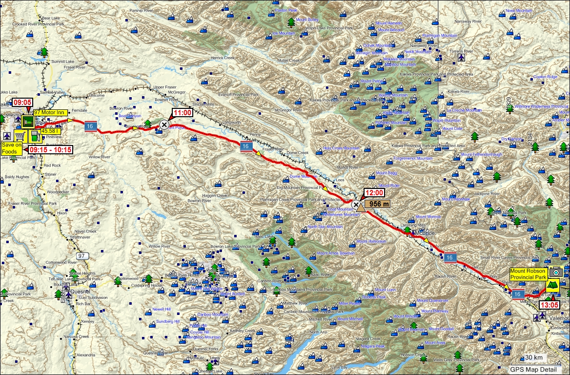 wegstrecke prince george, CAN zum mount robson provincial park, CAN