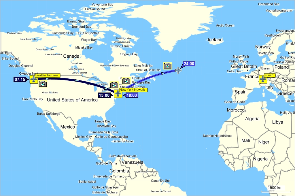flugstrecke seattle-tacoma - new york newark - zrich-kloten (bis mitternacht)