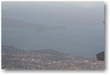 blick auf den puget sound nach dem start in seattle, USA