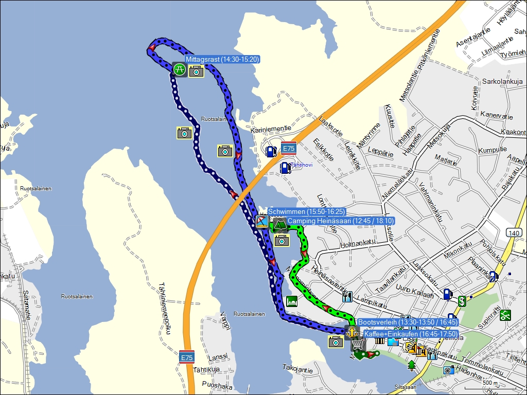 wegstrecke der fahrt von helsinki, FI nach heinola, FI