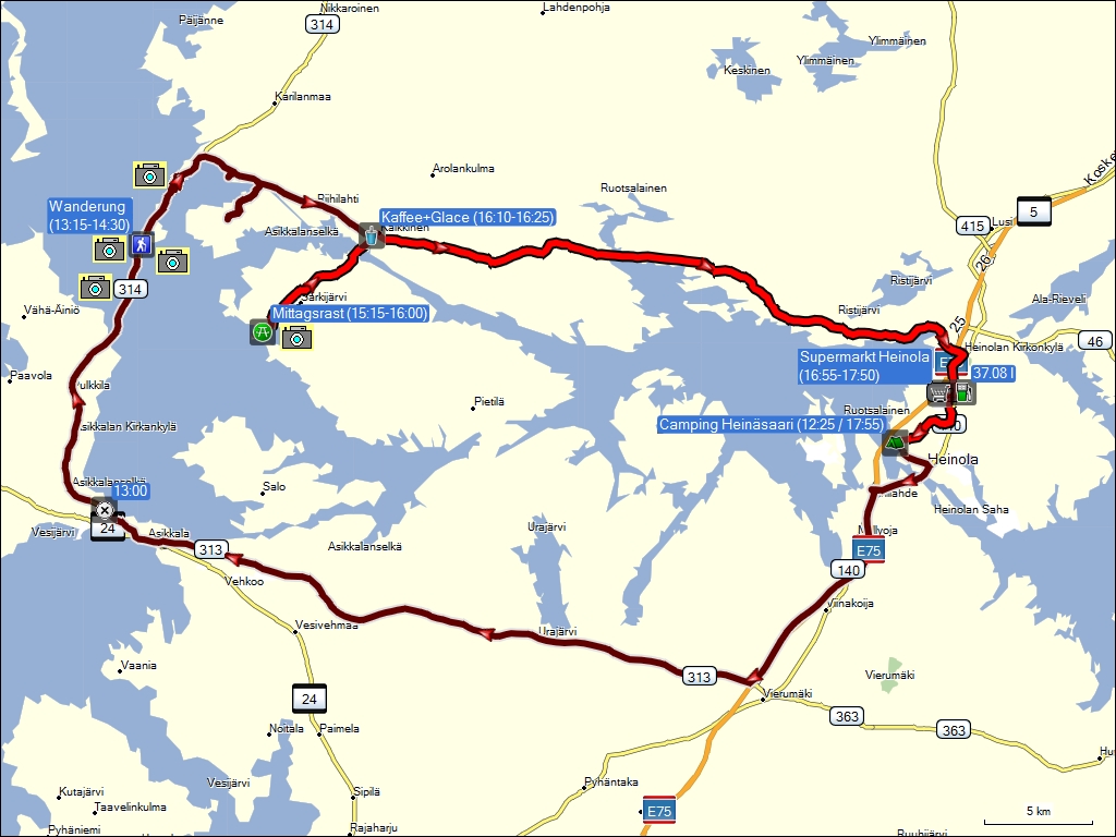 wegstrecke der rundfahrt bei heinola, FI