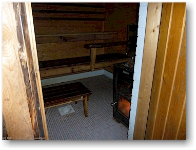 blick in die sauna auf dem campingplatz oravanpesaet bei sulkava, FI