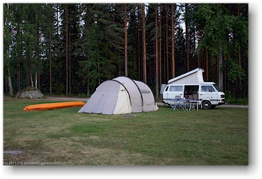 unser jogi und unser zelt auf dem campingplatz oravanpesaet bei sulkava, FI