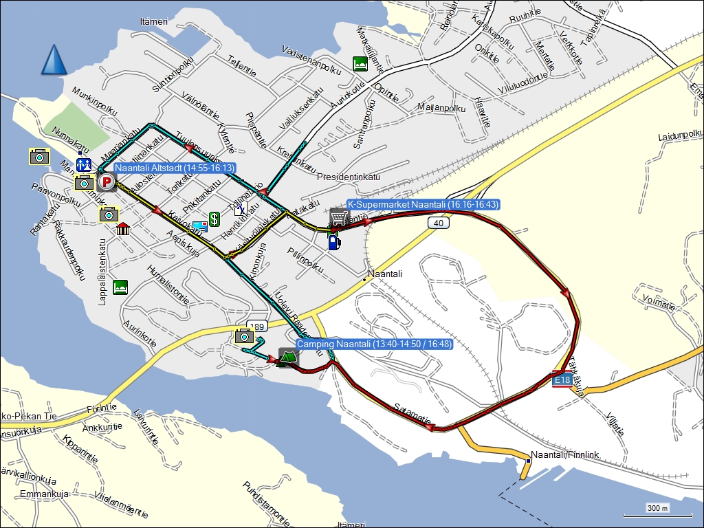 wegstrecke der fahrten in naantali, FI