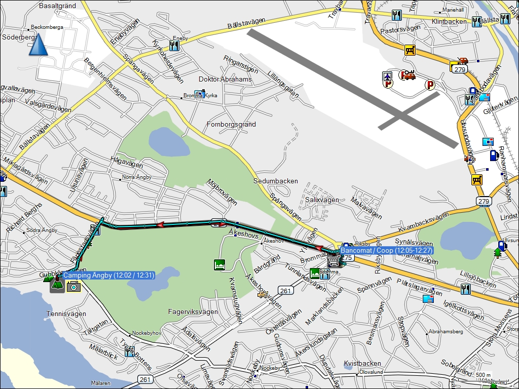 wegstrecke der fahrt vom camping ngby in stockholm, SE zum coop und zurck