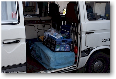 unser vollbepackter VW bus