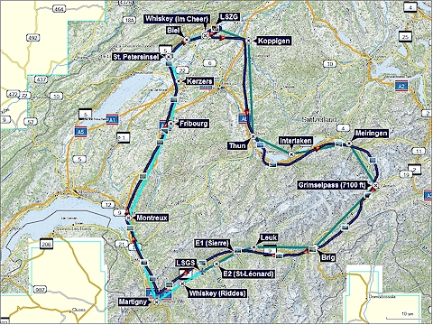 karte mit geplanter route