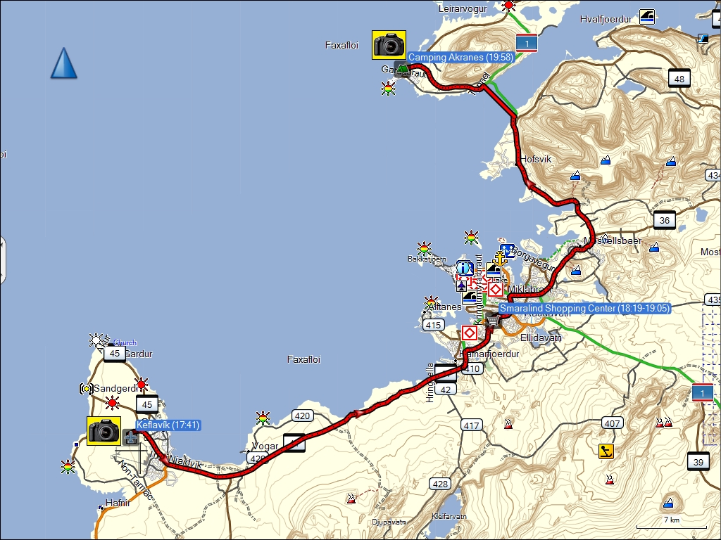 wegstrecke fahrt von keflavik nach akranes