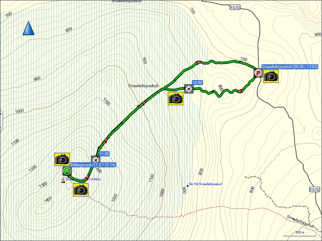 wegstrecke wanderung zum snaefellsjoekull