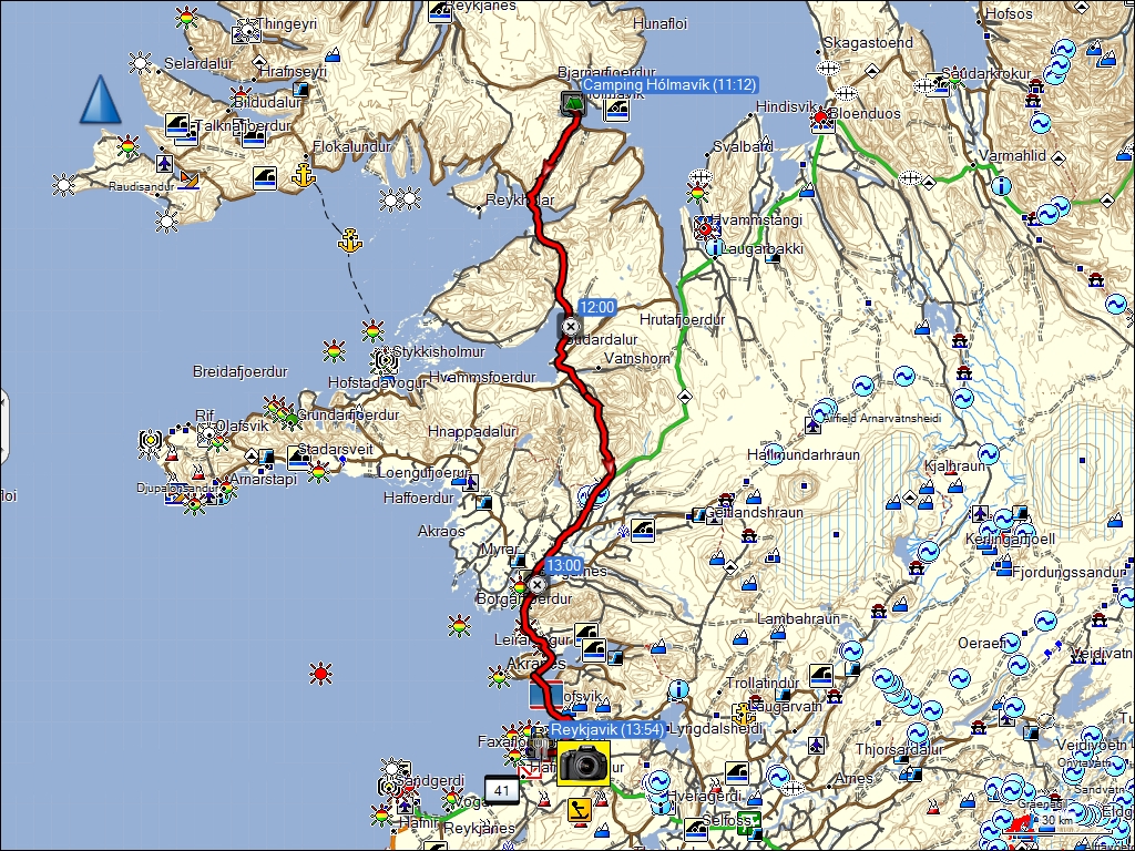 wegstrecke fahrt von holmavik nach reykjavik