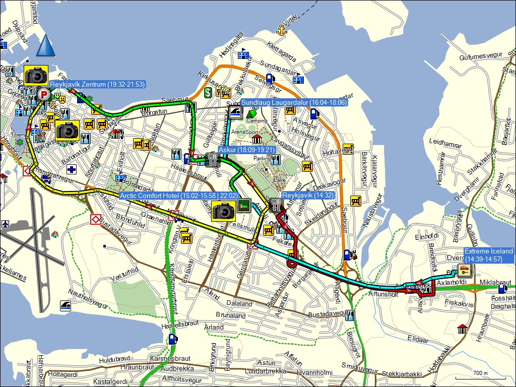 wegstrecke fahrten in reykjavik