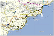 fahrt entlang der küste von villeneuve-loubet nach saint-raphaël und zurück über die malerische landstrasse DN7.