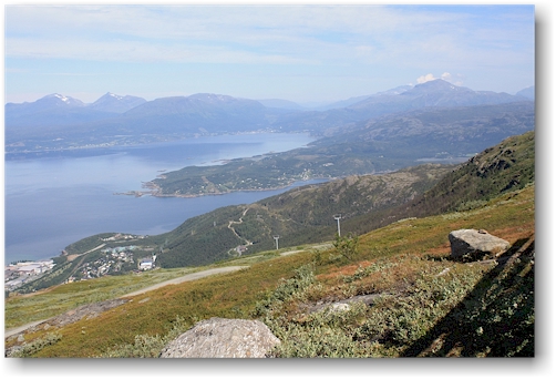 blick von der bergstation der narvikfjallet-gondelbahn auf den herjangsfjorden