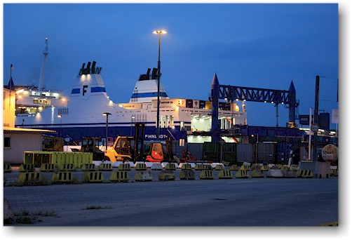 faehre finnlady im hafen von travemuende, DE