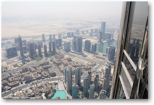 blick vom burj khalifa in dubai richtung nordosten