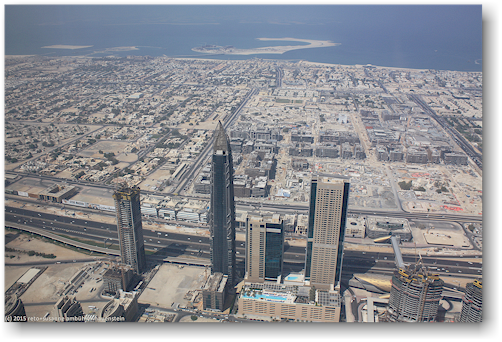 blick vom burj khalifa in dubai richtung nordwesten