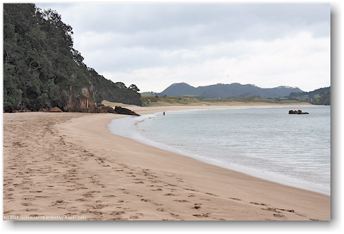 strand der hot water beach bei flut