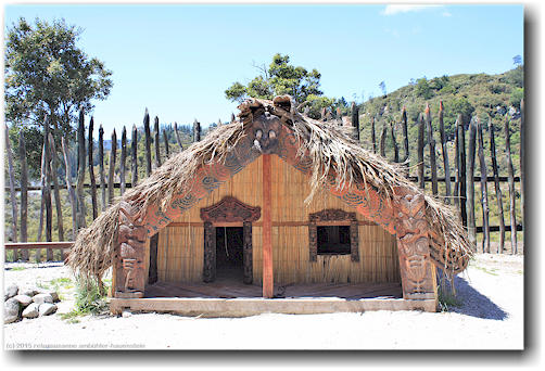 traditionelles maori-wohnhaus im te puia in rotorua