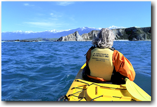 im kajak unterwegs auf dem pazifik bei kaikoura