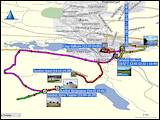karten mit wegstrecken und hoehenprofile der fahrten und kurzwanderungen bei gaellivare