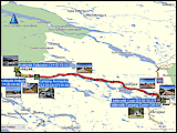 karte und hoehenprofil der fahrt von jokkmokk via kvikkjokk nach arrenjarka