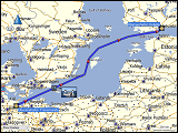 wegstrecke der fahrt mit der faehre von travemuende nach helsinki