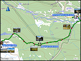 karte der busfahrt von sorsele nach ammarnaes sowie karte und hoehenprofil der wanderung von ammarnaes zur aigertstugan