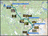 karte und hoehenprofil der wanderung von den lunndoerrsstugorna nach valadalen, sowie der fahrt von valadalen via are nach saa