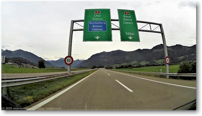 unterwegs auf der A53 kurz vor der verzweigung reichenburg