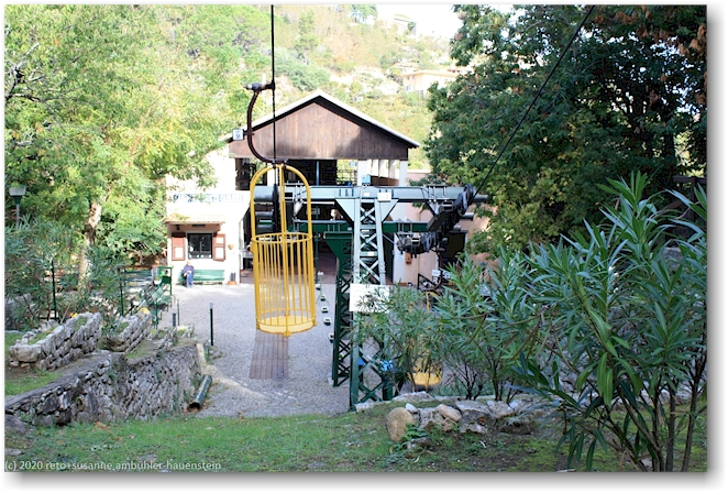 talstation der cabinovia (korbgondelbahn) auf den monte capanne bei marciana
