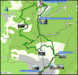 karte und hoehenprofil der fahrt vom campingplatz la sorgente bei viticcioc nach marciana und zurueck sowie der wanderung von marciana auf den monte capanne und zurueck