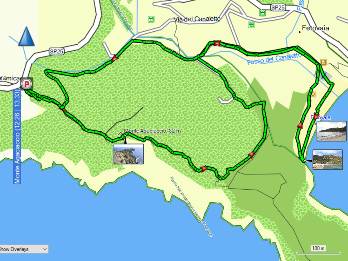 wegstrecke der kurzwanderung bei fetovaia
