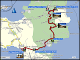 karte und hoehenprofil der fahrt vom campingplatz arrighi bei porto azzurro via rio nell'elba zum campingplatz le calanchiole bei lido di capoliveri sowie karte und hoehenprofil der rundwanderung von rio nell'elba zum spiagge dei mangani und zurueck