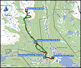 karte und hoehenprofil der wanderung auf dem kungsleden bei ammarnaes sowie karte der fahrt von ammarnaes nach sorsele
