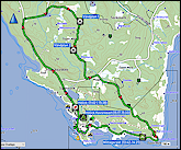 karte der fahrt von hudiksvall nach hoelick und zurueck sowie karte und hoehenprofil der wanderung bei hoelick