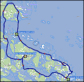 karte der fahrt von graesoe nach aespskaer und zurueck sowie karte der kajaktour bei raevsten