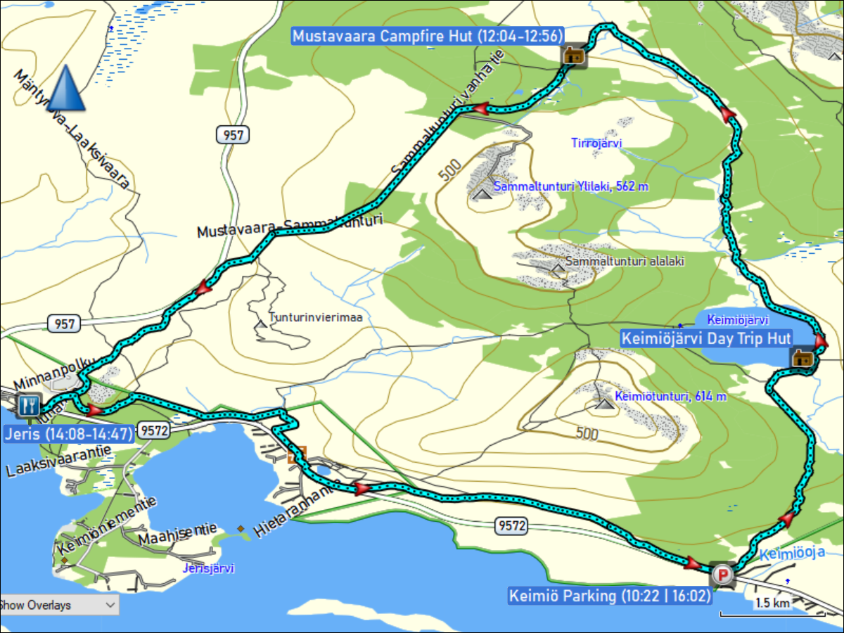 wegstrecke der langlauf-tour im pallas-yllaestunturi nationalpark