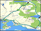 karten und hoehenprofile der fahrt von levi zum parkplatz keimioe im pallas-yllaestunturi nationalpark und zurueck sowie der langlauf-tour im nationalpark