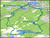 karte und hoehenprofil der langlauf-tour karkelo - aekaesjoki - luosujaerven kahvio - tunturijaervi - aekaeslompolo - karkelo