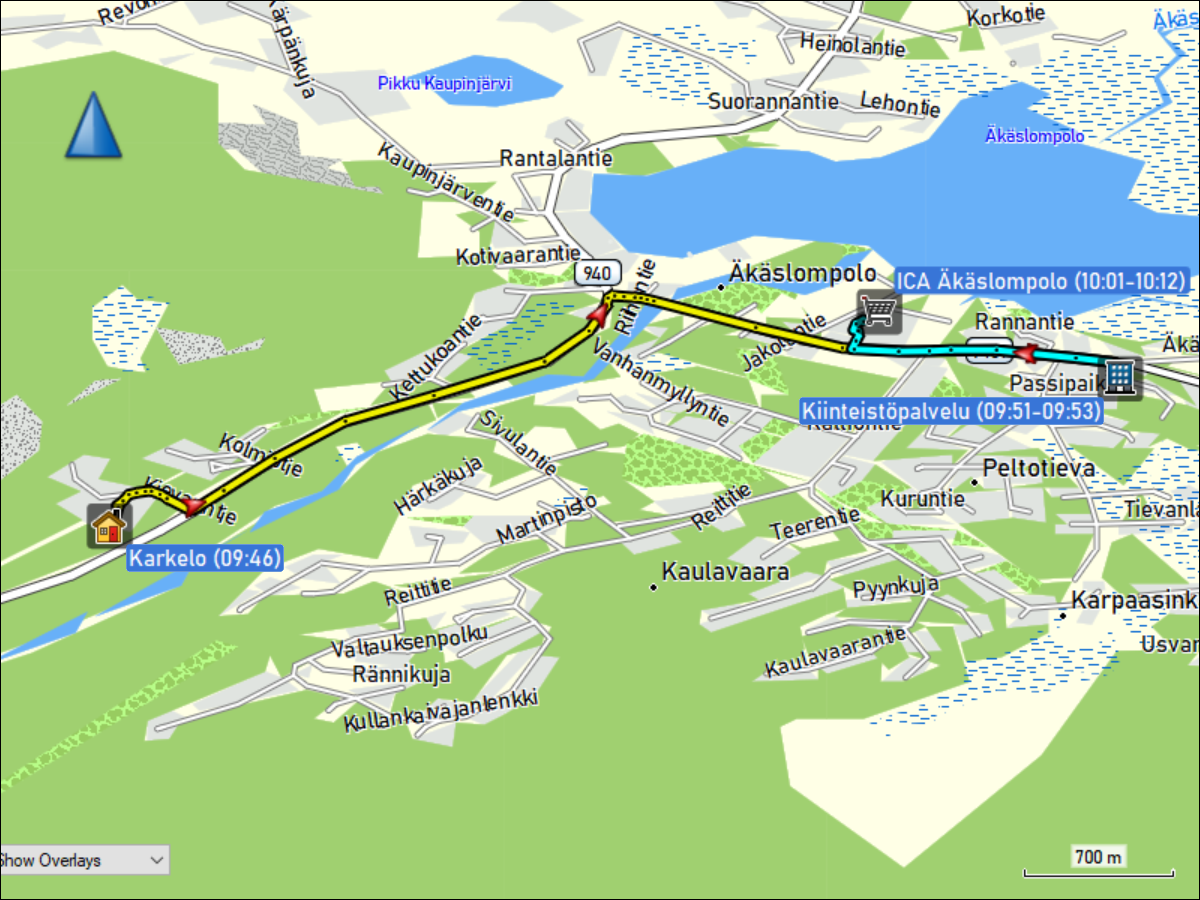 wegstrecke der fahrten in aekaeslompolo