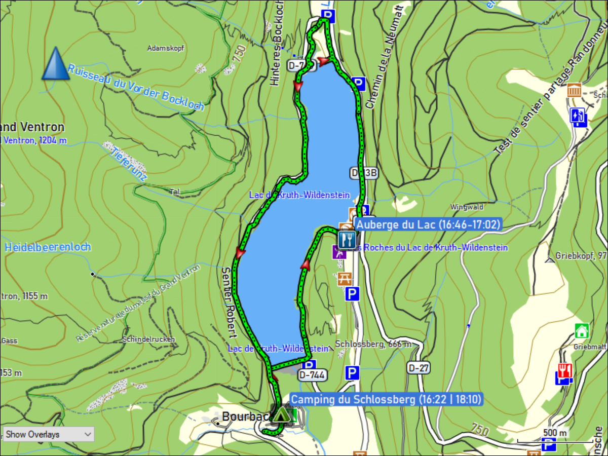 wegstrecke der wanderung um den lac de kruth-wildenstein
